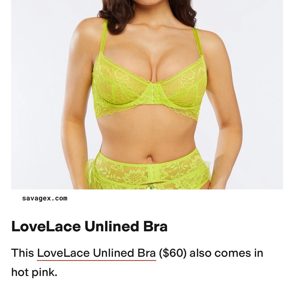 Savage X Fenty Neon Green Lace Bra Set and Garter π - Picture 13 of 16